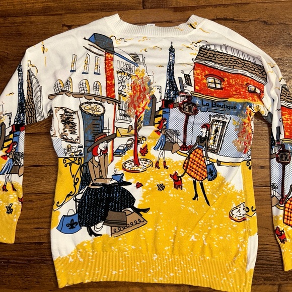 Clotheshead • X-Large • Multi-Colors W/ Women Shopping In Paris/ Studded Sweater - Picture 9 of 16